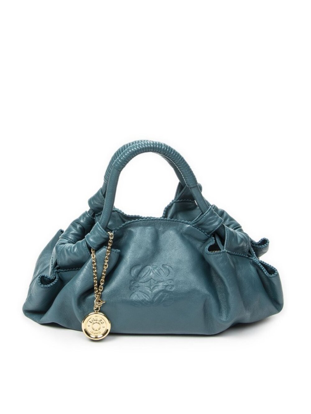 Loewe Large Airbrissahobo Teal Calfskin Leather Shoulder Bag